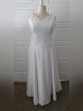 White Satin Sleeveless A-Line Wedding Dress
